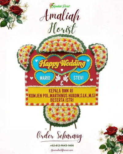 Karangan Papan Bunga Pernikahan di Argosari
